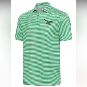 ANTIGUA PHILADELPHIA EAGLES MENS KELLY GREEN STRIPE SKILLS SHORT SLEEVE POLO,XXL
